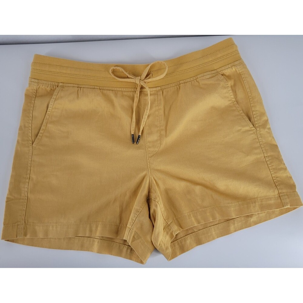 Orvis Women's Yellow Cotton Lyocell Blend Drawstring Utility Shorts Size L